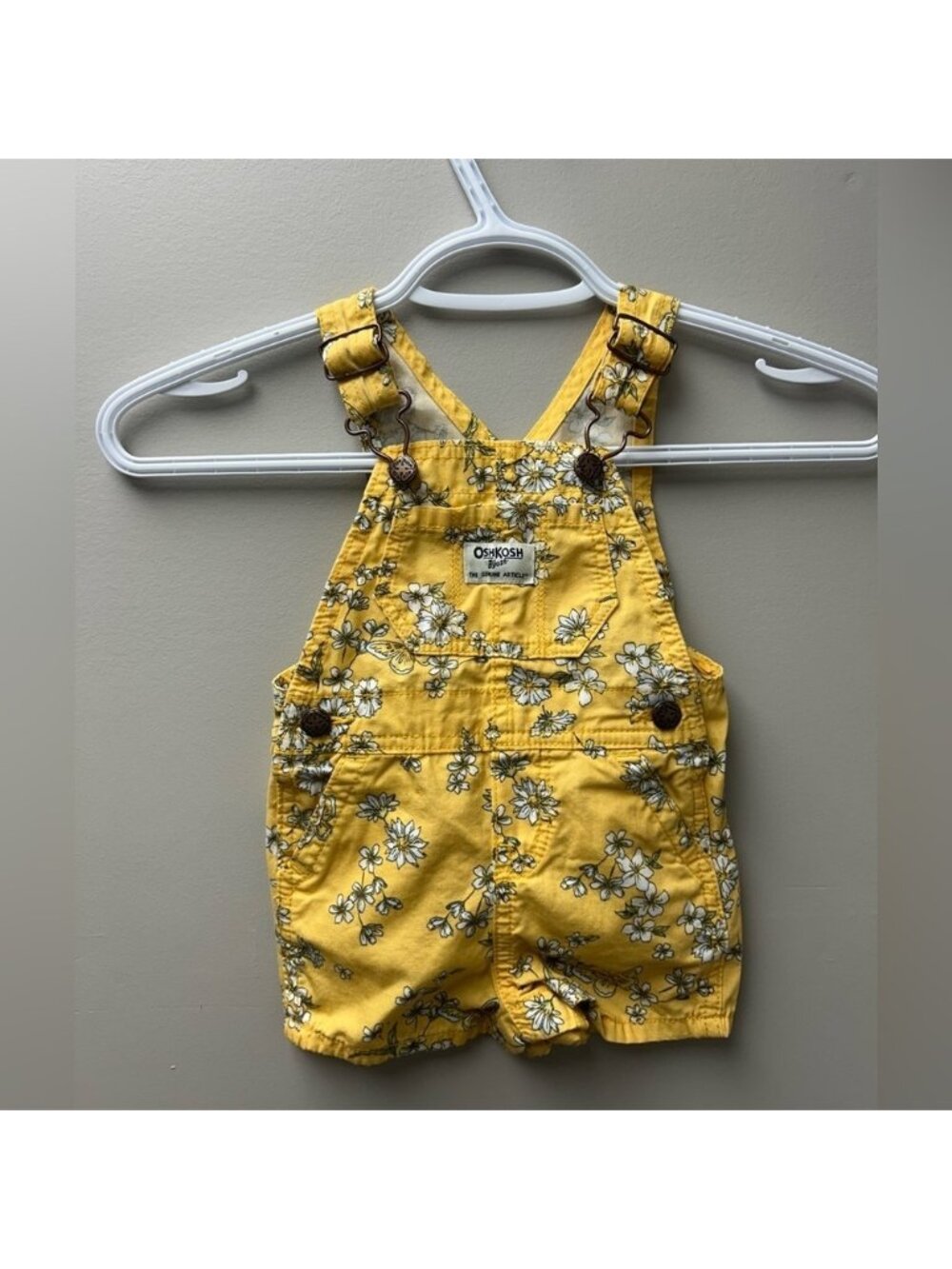 Oshkosh‎ B’gosh Yellow Floral Short Overalls